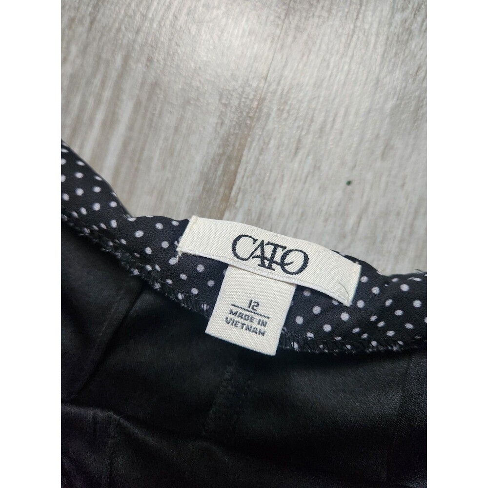 Cato Polka Dot A Line Skirt Black Red Floral Border Midi Womens Sz 12 EUC - Picture 3 of 10